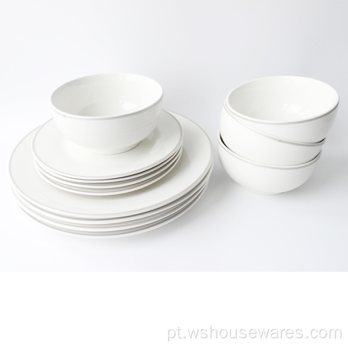 Bacia de macarrão de porcelana pratos brancos cerâmicos placa de restaurante